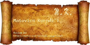 Matovics Kornél névjegykártya